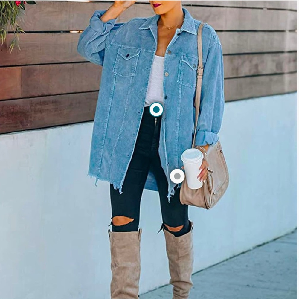 Blue Corduroy Button Down Jacket